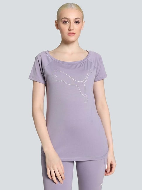 Puma Purple Logo Print Sports T-Shirt-picture-34