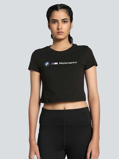 Puma Black Cotton Printed Crop Top-picture-22