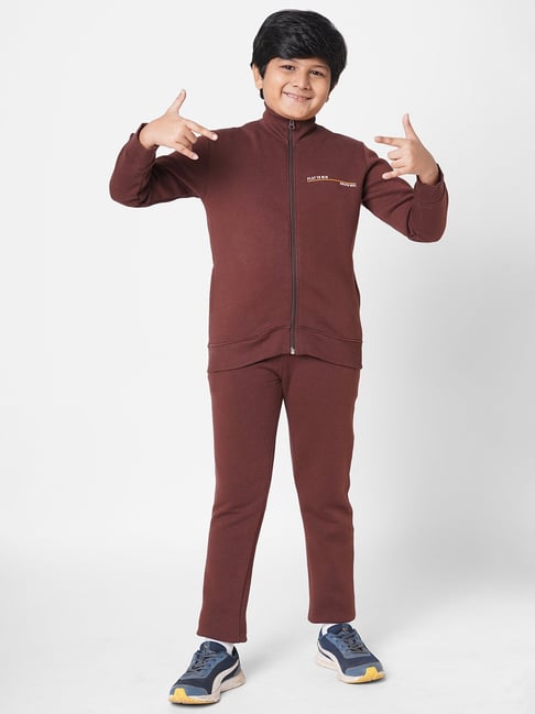 Sweet Dreams Boys Brown Solid Full Sleeves Tracksuit-picture-10