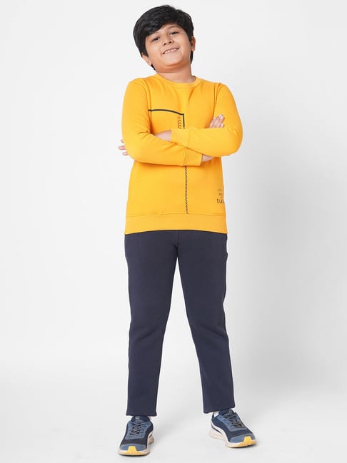 Sweet Dreams Boys Mustard & Navy Solid Full Sleeves Tracksuit-picture-16