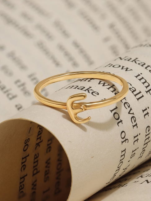 Mia by Tanishq Letter E 14k Yellow Gold Initial Ring