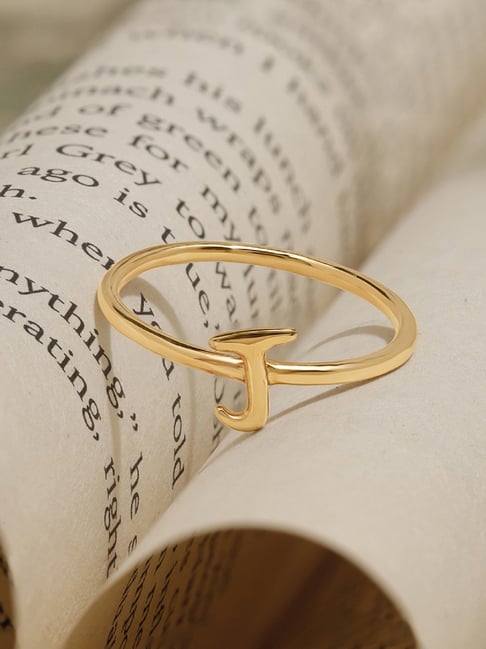 Buy Mia by Tanishq Letter J 14k Yellow Gold Initial Ring Online At