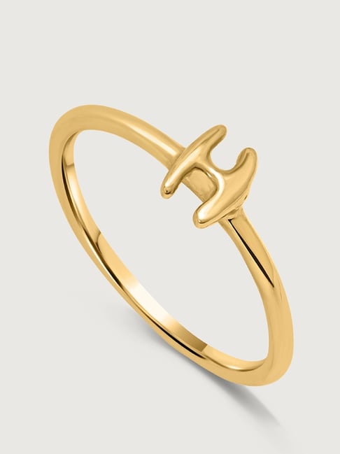 Buy Mia by Tanishq Letter H 14k Yellow Gold Initial Ring Online At