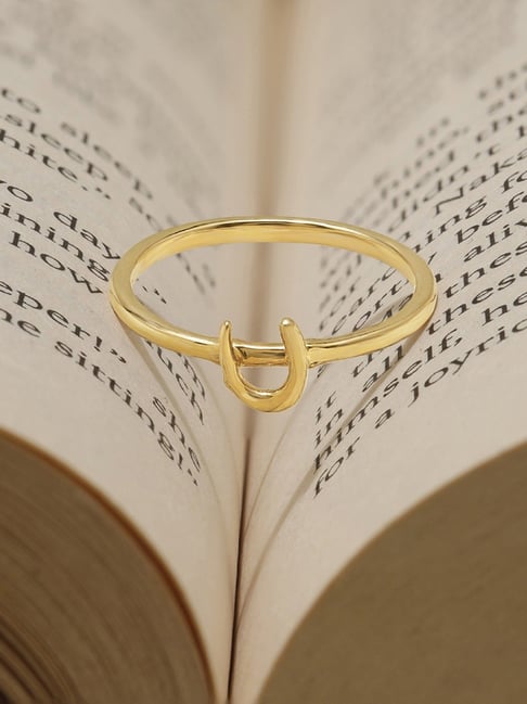 Mia by Tanishq Letter U 14k Yellow Gold Initial Ring