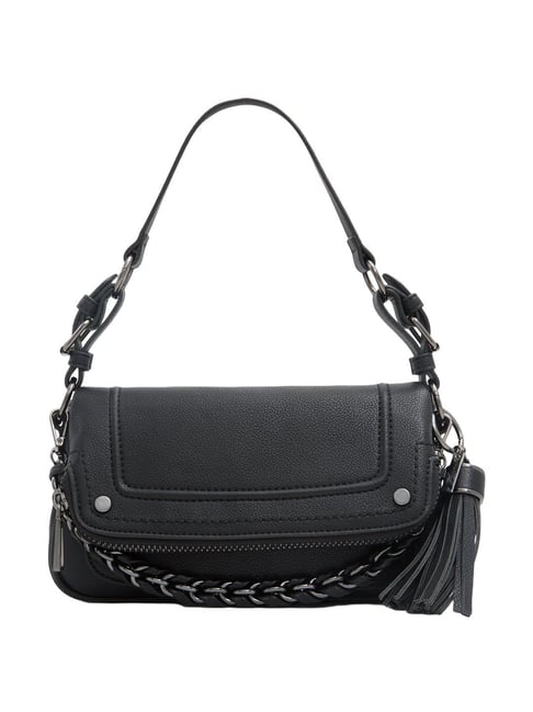 Aldo Black Solid Medium Shoulder Handbag