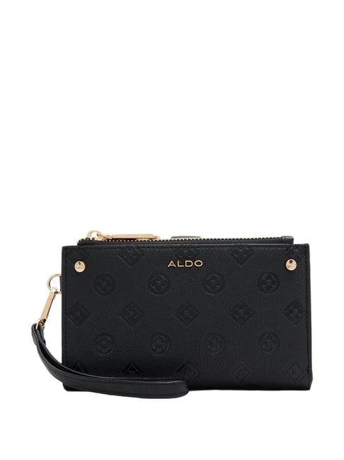 Aldo Black Textured Wallet For Women-image-12