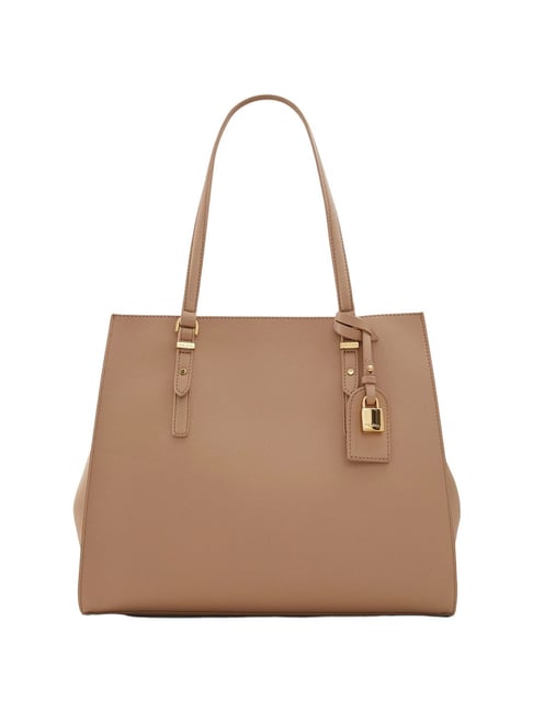 Aldo Brown Solid Large Tote Handbag