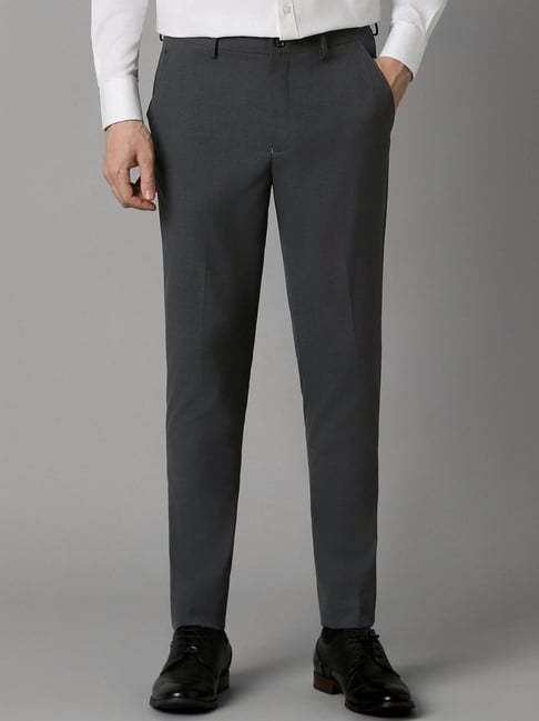 Louis Philippe Grey Regular Fit Texture Trousers-picture-36