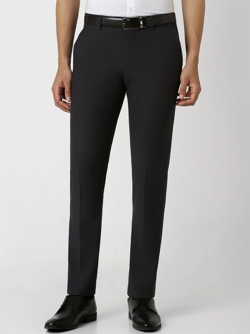 Van Heusen Navy Cotton Slim Fit Trousers-picture-35