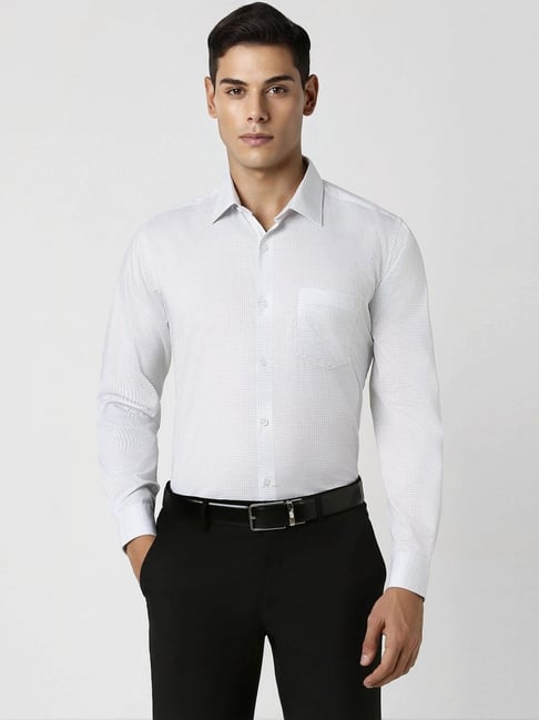 Van Heusen Blue Cotton Regular Fit Checks Shirt-picture-32