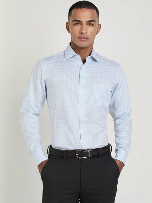 Allen Solly Blue Cotton Regular Fit Checks Shirt-picture-29