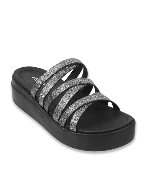 Metro Women's Gun Metal Cross Strap Sandals-picture-39
