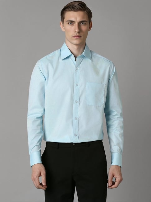 Louis Philippe Blue Cotton Regular Fit Shirt-picture-17