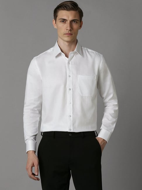 Louis Philippe White Cotton Slim Fit Shirt