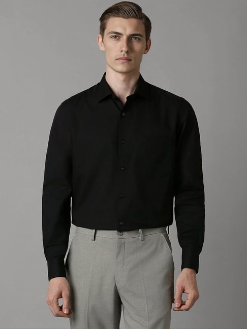 Louis Philippe Black Cotton Regular Fit Shirt-picture-10
