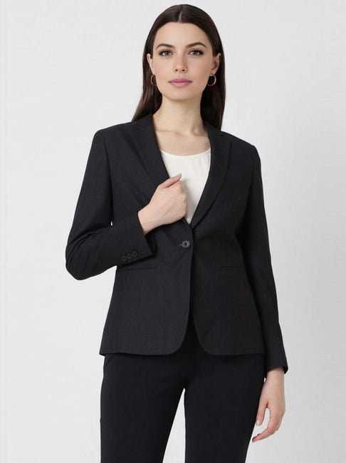 Van Heusen Black Cotton Self Pattern Blazer-picture-45