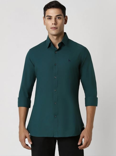 Buy Van Heusen Green Cotton Slim Fit Shirt for Mens Online Tata CLiQ