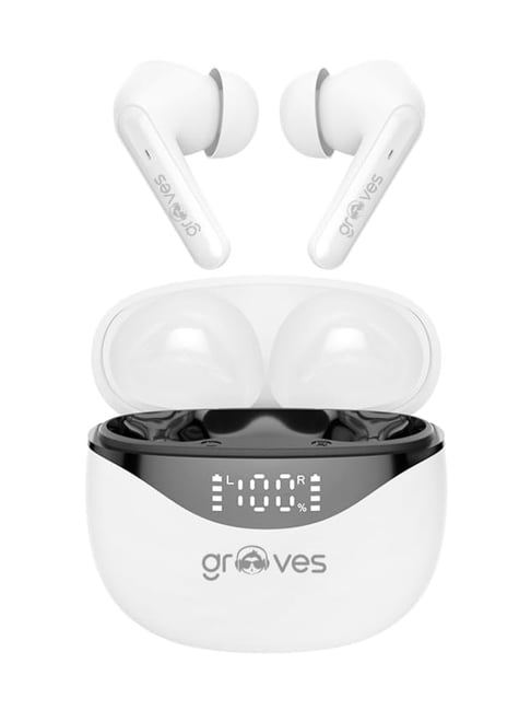 Grooves Robo Low In Ear Bluetooth Earbuds with Noise Cancellation (White,  True Wireless)