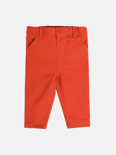 MINIKLUB Boys Orange Solid Denim Pants