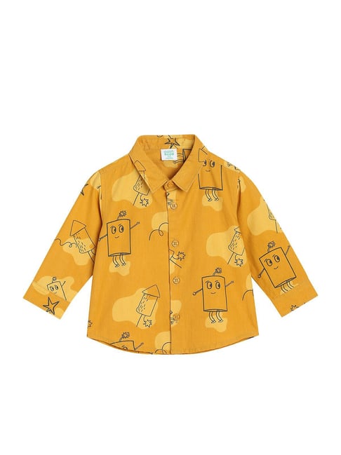 MINIKLUB Boys Yellow Printed Full Sleeves Shirt