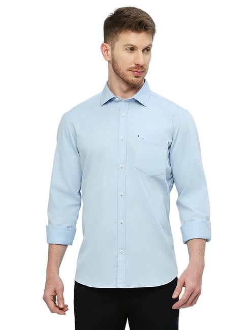 Basics Blue Cotton Slim Fit Shirt-picture-33