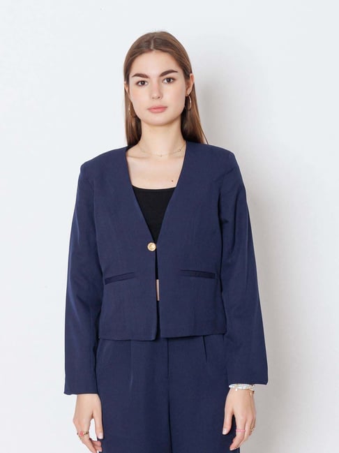 Zink London Navy Regular Fit Blazer-picture-12