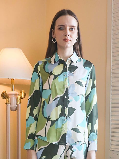 Zink London Off-White & Green Printed Shirt-picture-31