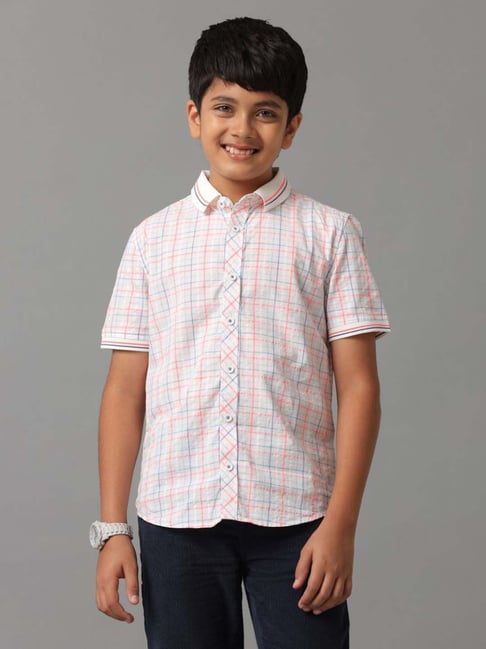 Under Fourteen Only Kids Neon Blue Cotton Chequered Shirt-picture-31