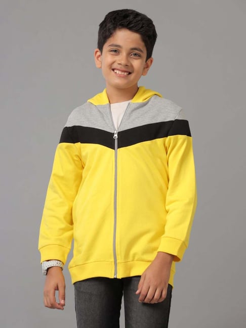 Under Fourteen Only Kids Yellow Cotton Printed Full Sleeves Sweatshirt