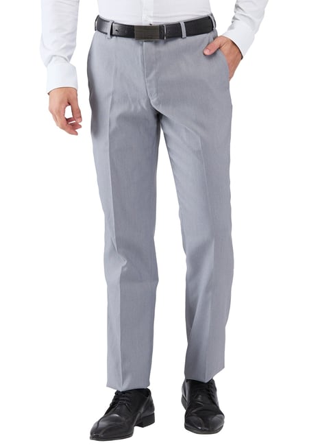 Park Avenue Grey Regular Fit Trousers