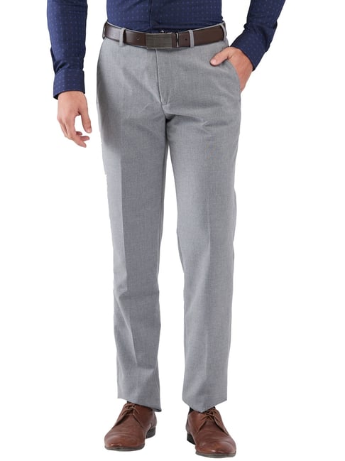 Park Avenue Grey Regular Fit Trousers-picture-13