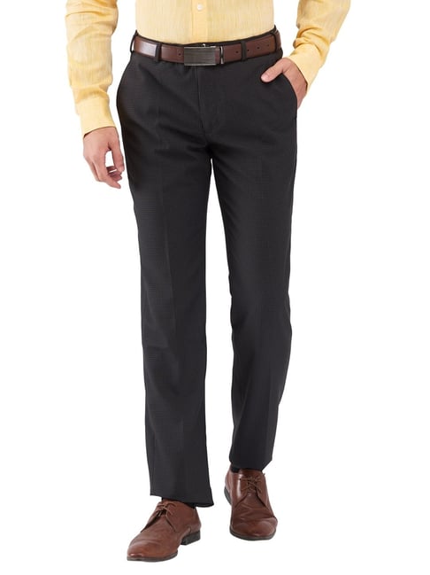 Park Avenue Brown Regular Fit Checks Trousers-picture-22
