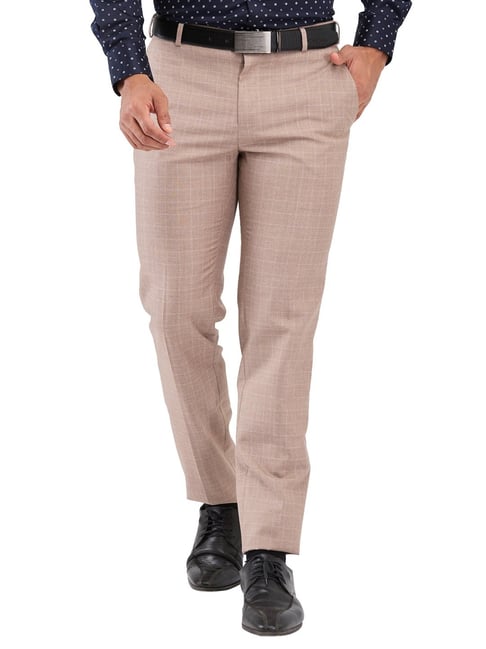 Raymond Brown Slim Fit Checks Trousers-picture-11