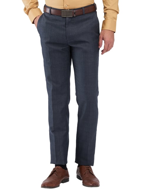 Raymond Blue Slim Fit Checks Trousers-picture-18