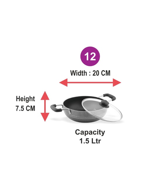 Sumeet Granite Finish NonStick Silver Aluminium Round Shape Grill Pan 1.9L