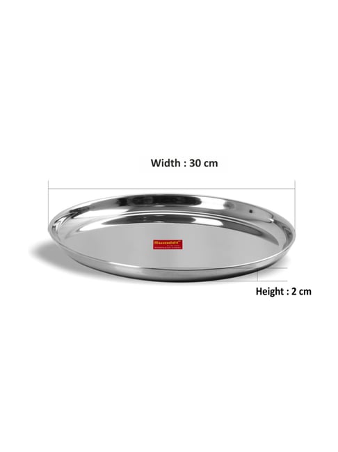 Buy Sumeet Silver Stainless Steel Plates Set of at Best Price