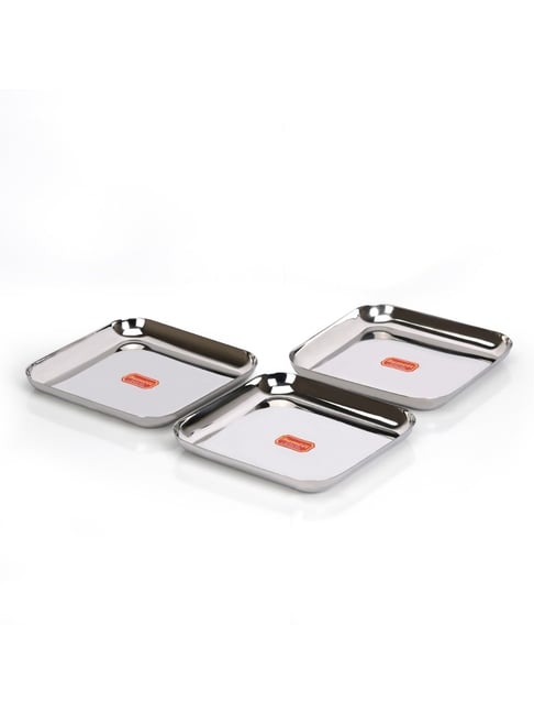 Buy Sumeet Silver Stainless Steel Plates Set of at Best Price