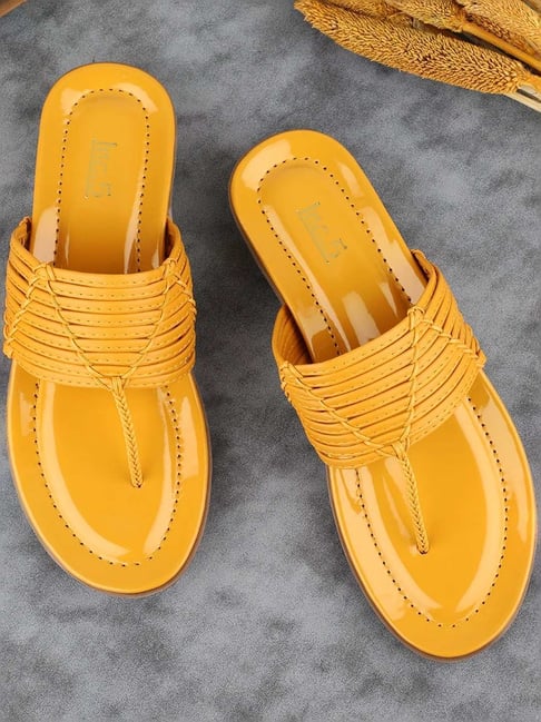 Women's Mustard T-Strap Sandals