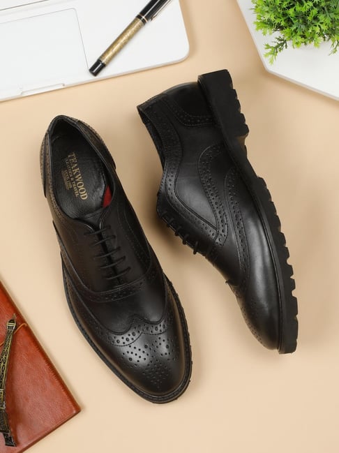 Buy Teakwood Leathers Men's Black Brogue Shoes for Men at Best