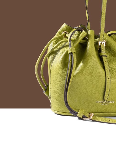 Buy Accessorize London Green Solid Bucket Bag For Women At Best