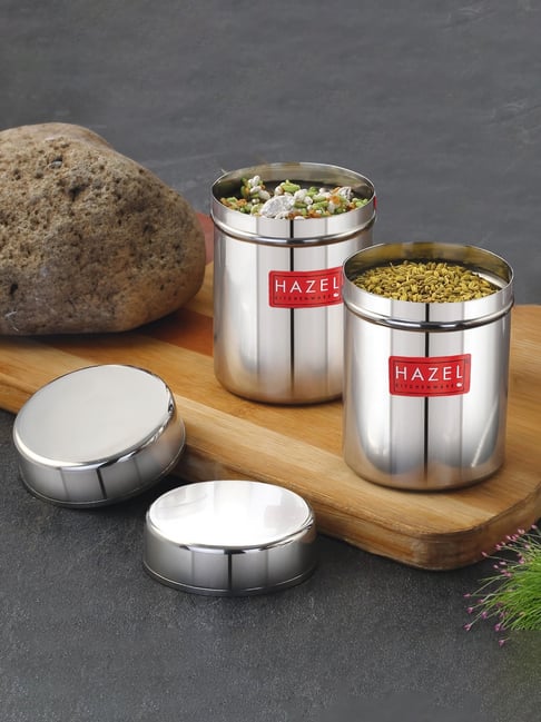 Buy HAZEL Silver Stainless Steel Storage Containers 200 ml Set of 2 at Best Price Tata CLiQ