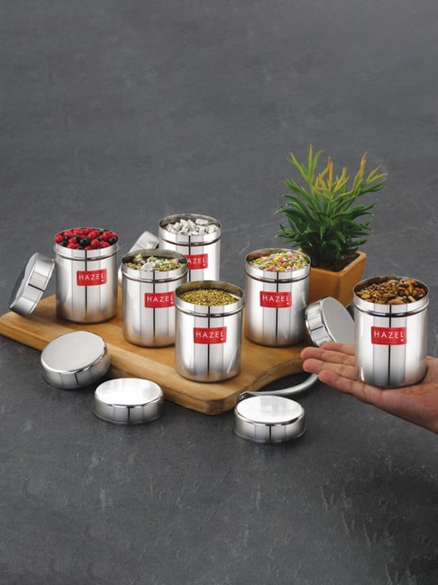 HAZEL Silver Stainless Steel Air Tight Storage Containers 200 ml - Set of 2