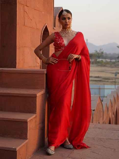 Monk and Mei Ruhee Pre Draped Saree Set