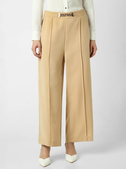 Van Heusen Khaki Polyester Regular Fit Mid Rise Trousers-picture-30