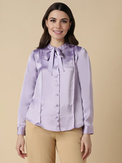 Allen Solly Lilac Regular Fit Shirt-picture-39