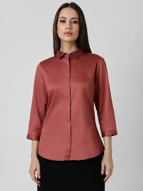 Van Heusen Maroon Cotton Regular Fit Shirt-picture-33