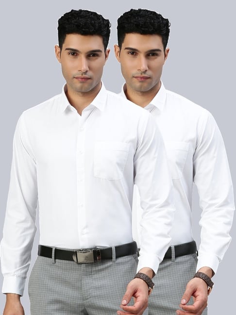 Ramraj White Cotton Regular Fit Shirt - Pack Of 2