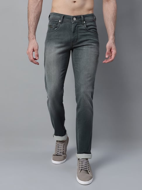 Cantabil Dark Green Denim Regular fit Solid Jeans-picture-25