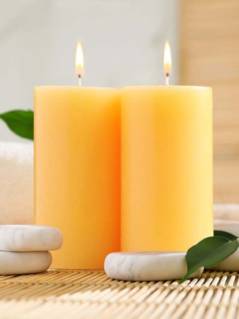 IRIS Orange Home Fragrances Mango Sorbet Fragrance Pillar Candles - Set of 2