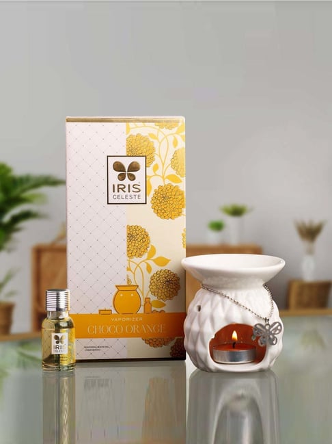 IRIS Ceramic Celeste Choco Orange Fragrance Vaporizer Jar Set